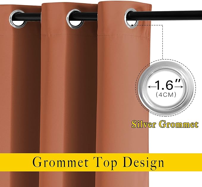Blackout Curtain for French Door – Burnt Orange, W100 x L84, 1 PC