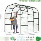 DoCred Garden Arch Trellis for Climbing Plants, 88 Inch Large Garden Trellises Outdoor Metal Plants Support Archway Arbor Tunnel for Vegetables Plant Cucumber Trellis Decoration, Black