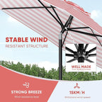 Tempera Patio Market Outdoor Table Umbrella with Auto Tilt and Crank, Large Sun Umbrella with Sturdy Pole & Fade Resistant Canopy, Easy to Set