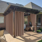 RYB HOME Outdoor Curtains for Patio Waterproof Block Sunlight Thermal Insulated Privacy Assured Thick Outside Curtains for Pergola, Cabana, Gazebo, W52" x L72", Mocha, 1 Panel