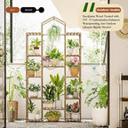 Bamworld 74.4" Tall Plant Stand Indoor Outdoor Wood Plant Shelf Hanging Plant Rack Tiered Flower Stands for Multiple Plants for Living Room Garden Balcony Patio