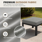 HOMREST Metal Outdoor Ottoman, 2-Piece Aluminum Footstool w/Removable Cushion, Multipurpose Footrest Stool Additional Seating, Set of 2 Outdoor Ottomans for Patio Deck (Dark Grey)