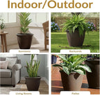 Sunnydaze 15.25-Inch Anjelica Large Plastic Pot for Plants - Outdoor Double-Walled Large Plastic Planter with Drillable Drainage Holes - Rust - 4pk
