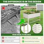 Elevated Raised Garden Bed 2' x 4'- Galvanized Metal Planter Boxes with Legs & Storage Rack, Outdoor Planters for Backyard/Patio/Balcony, with Drainage Holes for Vegetables, Flowers, Herbs, White