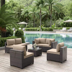 ALAULM Patio Furniture Set with Coffee Table, 7 Pieces Outdoor Sectional with Wide Seat and Thick Cushion, All Weather Wicker Rattan Conversation Set for Backyard, Garden, Deck, Sand