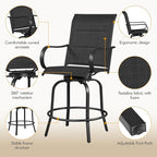 Yaheetech 2 Piece Patio Swivel Bar Stools Texteline Bistro Chairs with High Back/Armrest/Footrest, All Weather Padded Seating Outdoor Furniture Height Outdoor Chairs for Outside, Lawn & Garden