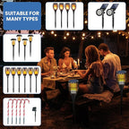 12 Sets Metal Replacement Stakes for Solar Lights, 0.78" x 5.35" Solar Outdoor Ground Spikes for Pathway Lights, Garden Landscape, Yard & Patio Lamps
