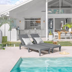 Greesum Outdoor Chaise Lounge Chairs Set of 2 with 5-Position Adjustable Backrest, Waterproof PP Sun Chaise Loungers for Garden Pool Beach Patio Deck Sunbathing, Grey