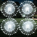 JJGoo Solar Firework Lights, 4 Pack 120 LEDs 2 Lighting Modes Solar Garden Lights Outdoor Waterproof for Yard Patio Walkway Pathway Party Wedding Christmas Decorative - White