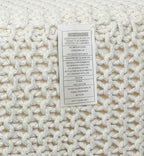 COTTON CRAFT Braided Cube Pouf - Hand Knitted Cotton Cord Cable Dori Ottoman - Foot Stool - Floor Pouf - Footrest - Portable Lightweight Accent Seat - Living Room Bedroom Dorm - 15 x 15 Square - Ivory