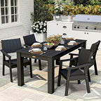 ZHUSI Patio Table and Chairs Set, Outdoor Table and Chairs,HDPE Outdoor Dining Set with Umbrella Hole for Backyard, Poolside, Porch (Black, 5 PCS)