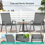 Patio Chairs Set of 2, All Weather Breathable Stackable Outdoor Dining Chairs with High Back and Wide Seat, Easily Set Up Outdoor Chairs Set of 2 with Metal Frame for Backyard Garden Pool, Grey