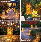 Solar Lanterns Outdoor Hanging Lantern Lights,Sun Moon Metal Decor Lanterns-Waterproof LED Decorative Light for Garden Patio Yard Lawn Backyard Front Porch as Gifts for Mom Grandma Women