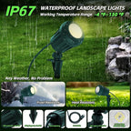 Spotlight Outdoor – 120V Plug-in, 2700K Warm White LED Landscape Spot Lights with RGB 3 Lenses for Yard, Garden, Lawn&Tree Decor, IP67 Waterproof, Perfect for Holidays&Everyday (2 Pack, Green)