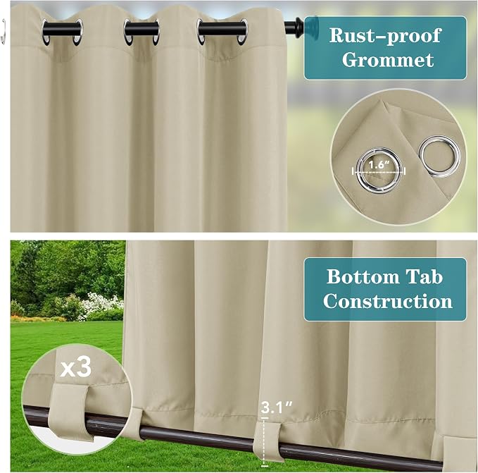 HolidayIdeas 6 Panels Outdoor Curtains - Image 2
