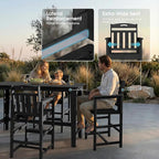 Ciokea 3 Pcs Outdoor Bar Height Table Set, 60" Extra Long Rectangle High Top Table and 2 Oversized Adirondack Chairs Set, Heavy-Duty All-Weather HDPE Patio Bar Set for Backyard Balcony Deck, Black