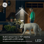 GE LED+ Motion Sensor LED Light Bulbs, 14W, PAR38 Outdoor Security Floodlights, Warm White, CAC (2 Pack)