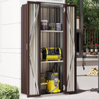 AECOJOY Outdoor Storage Cabinet Waterproof with Adjustable Shelves, Vertical Tall Garden Outdoor Cabinet, Sheds & Outdoor Storage Clearance Cabinet Weatherproof for Outside in Brown