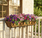 Y&M 30 Inch Window Deck with Coco Liner, Fence Metal Hanging Flower Planter Window Basket Deck Railing Planter Boxes for Outdoor Garden Lawn,6pcs