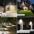 CINOTON 65W LED Flood Lights Outdoor, IP65 Waterproof Exterior Security Wall Lights with 180°Knuckle, 9100LM 120V Outside Aluminum Lighting Fixture for Patio Porch Barn Garden 5000K 2 Pack, UL Listed