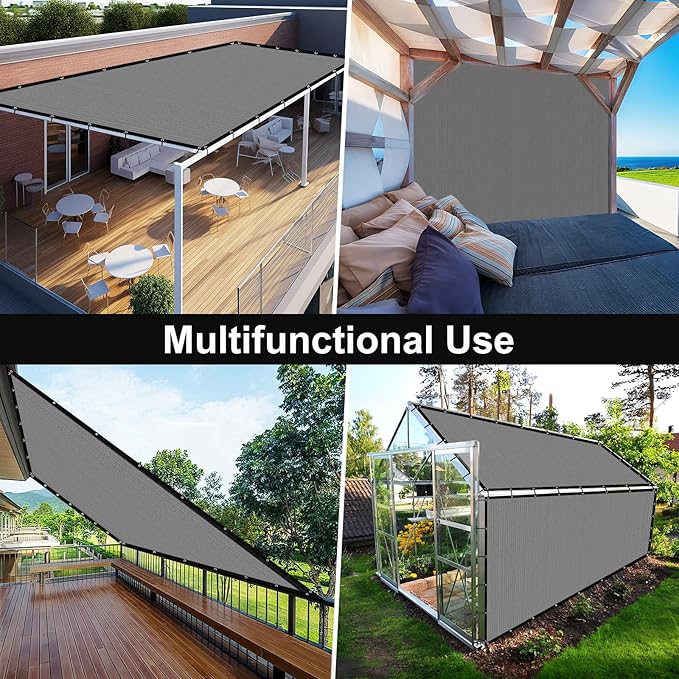 Artpuch 90% Sun Shade Cloth, 6 x 20 FT Pergola Shade Cover Canopy with Grommets, Sun Screen Fabric Tarp for Patio, Outdoor, Garden, Backyard, Blue Grey