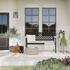 Grand patio 50" Outdoor Bench, Garden Benches with Anti-Rust Metal Powder Coated Frame, Patio Bench for Front Porch Park Outside Furniture Decor, Black