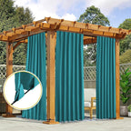 NICETOWN 2 Panels Outdoor Curtains Waterproof Pocket & Back Tab on Top & Bottom, Thermal Insulated Windproof Sun Blocking Outside Privacy Drapes for Patio with Fixed Rope, W52 x L95, Peacock Teal