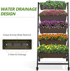 VECELO 5-Tier Vertical Garden Bed, Freestanding Elevated Raised Garden Planter with 5 Garden Planter Boxes, Lockable Caster Wheels, Drainage System, for Plants, Vegetables, Flowers, Herbs
