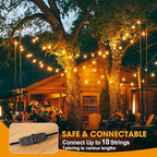50FT LED Outdoor String Lights with 16 Shatterproof Waterproof S14 Replaceable Bulbs(1 Spare), 2700K Commercial Grade Patio Lights, Outside Hanging Light for Yard Garden Porch Deck Decor
