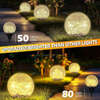 Coroor Garden Solar Ball Lights Outdoor Waterproof, 80 LED Cracked Glass Globe Solar Power Ground Lights for Path Yard Patio Lawn, Halloween Christmas Decoration Landscape Warm White(2 Pack 5.9'')