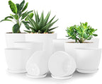 Utopia Home - Plant Pots Indoor with Drainage - 7/6.6/6/5.3/4.8 Inches Flower Pots for Indoor Planter - 10 Pack Plastic Planters - Ideal for Stocking Stuffers or Home Christmas Decorations - White