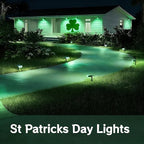 Linkind Solar Lights Outdoor StarRayS, Color Changing Solar Spot Lights, IP67 Waterproof St Patricks Day Lights for Landscape Garden Pathway Walkway (Multicolor, 10 Pack)