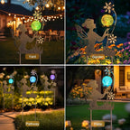 HONGLAND Solar Lights Fairy Garden Decor for Outside,Fairy Figurine Decorative Stake Housewarming Gifts for Patio Lawn Yard Pathway Outdoor Decor-Unique Valentines Day Gifts for Women Mom Grandma