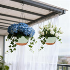 Set of 4-8 Inch Self Watering Hanging Planters for Indoor Outdoor，Hanging Plant Pots with Drainage & Removable Tray, Hanging Pots Holder for Ivy, Pothos, Ferns, Balcony & Patio, Green Brown