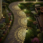 6 Pack Solar Lights Outdoor Garden Decorative Mandala Solar Pathway Lights Waterproof Plastic Outside Solar Path Landscape Lights Gardening Gifts for Women Mom Backyard Walkway Yard Decor