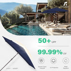 JEAREY 6.5x10 ft Rectangular Patio Umbrellas Rectangle Outdoor Umbrella with Push Button Tilt and Crank, Market Table Umbrella 6 Sturdy Ribs UV Protection for Poolside Garden Backyard Deck, Navy
