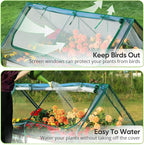 Quictent Raised Garden Bed with Cover Outdoor Galvanized Metal Planter Box Kit, w/ 2 Large Screen Windows Mini Greenhouse 20pcs T Tags 1 Pair of Gloves Included for Growing Vegetables 6x3x1ft (Clear)