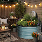 ZXZYHFTY Round Galvanized Raised Garden Bed kit,Blue Outdoor Garden Raised Planter Box, Round Large Metal Raised Garden Beds for Vegetable 2 * 2 * 1ft 2 Pcs
