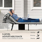 Outsunny Chaise Lounge Chair Outdoor Set of 2, 5-Position Adjustable Outdoor Pool Lounge Chairs, Folding Tanning Chair Beach Lounger with Cushion, Headrest, Side Pocket for Patio, Yard, Black/Gray