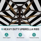 AreShark 7.5FT Patio Umbrella Table Market Umbrella with 6 Sturdy Ribs, Button Tilt/Crank, Heavy-Duty Outdoor Umbrellas for Pool, Deck, Garden and Backyard, Black & White Stripe