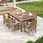 Stoog 63" All-Weather Patio Dining Table, HIPS Waterproof Tabletop with Cross-Braced Aluminum Frame & Umbrella Hole, Fade & Rot Resistant, for Backyard, Garden, Deck, Teak