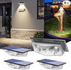 Solar Lights Outdoor for Mailbox, House Numbers, Address, Sign - 3000K/4000K/6000K 3 Modes, IP65 Waterproof Fence Lights, Solar Powered Dusk to Dawn Wall Light Outside (4 Pack)