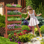 DoCred Vertical Wooden Raised Garden Bed, 5 Tier Garden Planters Freestanding Wood Plant Stand Flower Rack Wooden Planter Box for Plants Herbs Flowers Vegetables Outdoor Indoor Gardening