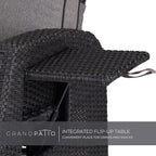 Grand patio Outdoor Reclining Chairs with Extended Footrest 2-Piece Adjustable WickerPatio Lounge Recliner up to 15 with Flip Side Table, Cool Grey