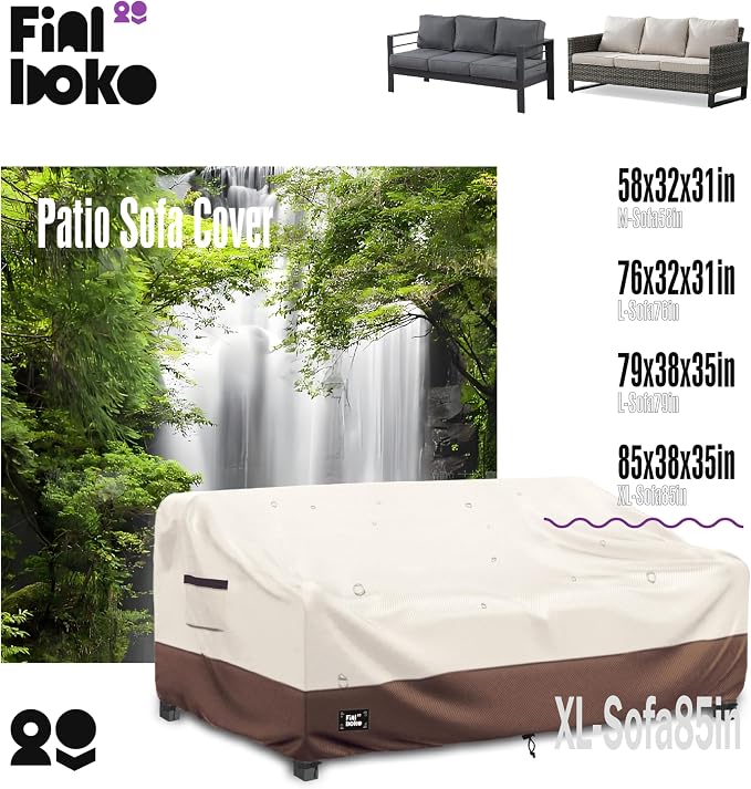 Sofa Cover: 3-Seater Waterproof Oxford Patio Couch Cover, Beige