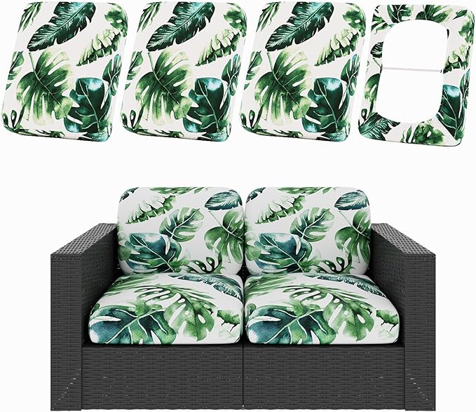 Cushion Covers for Patio Chairs, 4-Piece Set, Monstera Deliciosa