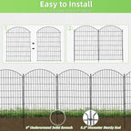 Decorative Garden Fence Black Metal 40in High 12ft 5 Panels