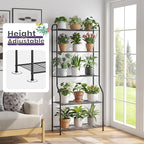 5-Tier Corner Plant Stand, Metal Black Flower Pot Rack, Indoor Outdoor Heavy Duty Shelf (Black, 5 Tier)