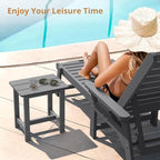 LUE BONA Outdoor Side Table, HDPS Small Outdoor Adirondack Side Tables, Outside End Table for Patio, Porch, Deck, Pool, Weather Resistant/Easy Maintenance, Dark Gray