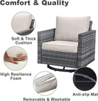 Belord Family Reunion Patio Conversation Set - 6 Piece Outdoor Sectional Furniture Set with Storage Box and Wicker Swivel Glider Chair Set of 2,Removable Beige Cushions for Deck Backyard Sunroom